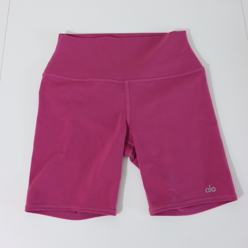 alo Yoga Airbrush High-Waist 7” Biker Short Pink Size S